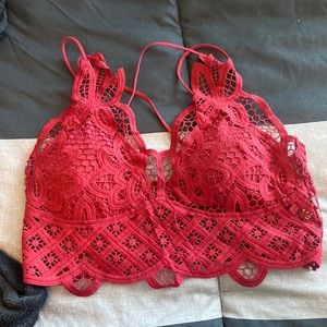 Red lace bralette